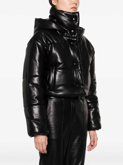 Nanushka Black Aveline Vegan Leather Puffer Jacket In Black