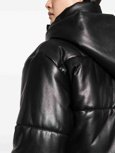 Nanushka Black Aveline Vegan Leather Puffer Jacket In Black