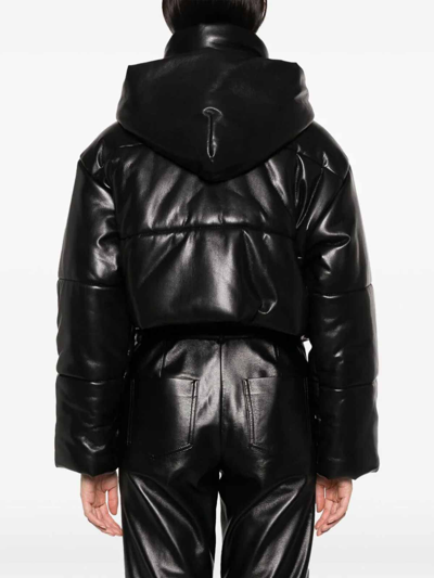 Nanushka Black Aveline Vegan Leather Puffer Jacket In Black