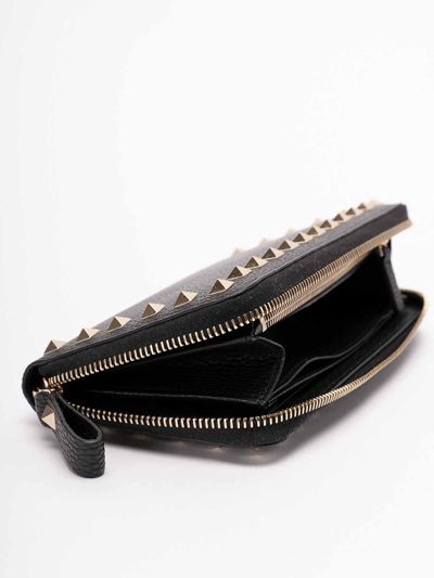 Shop Valentino `rockstud` Leather Continental Wallet In Black