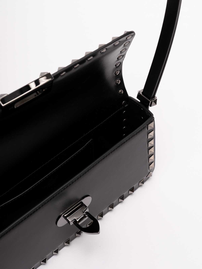 Shop Valentino `rockstud E/w` Leather Shoulder Bag In Black