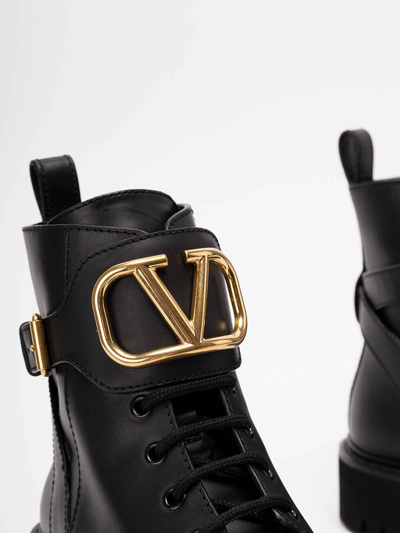 Shop Valentino `vlogo Signature` Leather Boots In Black