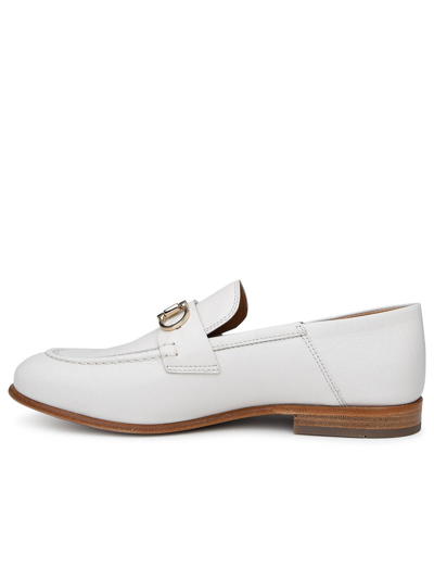 Shop Ferragamo White Leather Loafers In Crema