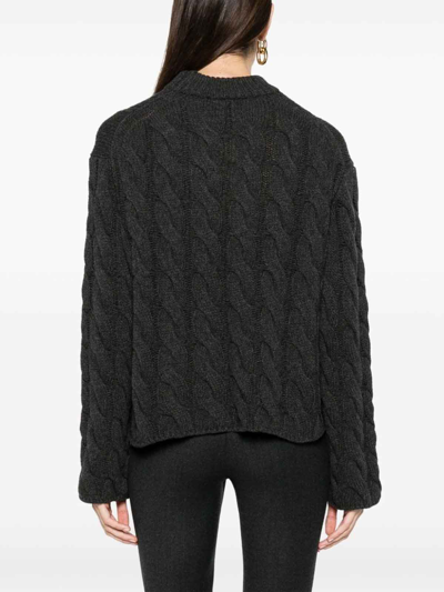 Shop Theory Cable Knit Sweater In Grey