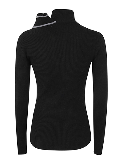Shop Y/project Double Collar Fitted Sweater In Negro