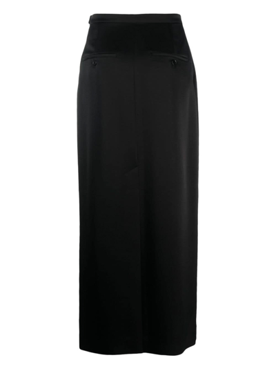 Shop Lanvin Long Satin Skirt In Negro