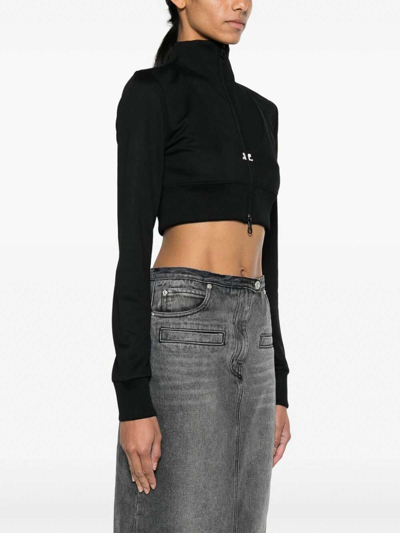 Shop Courrèges Cropped Jacket Maxi Rib Tracksuit In Black