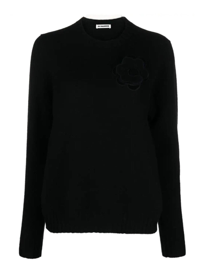 Shop Jil Sander Laser Cut Sweater In Black
