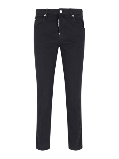 Shop Dsquared2 Straight Leg Jeans In Black