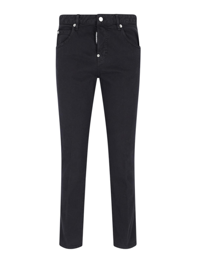 Dsquared2 Straight Leg Trousers With Belt Loops In Black