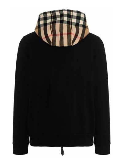 Burberry Samuel Sweatshirt With Check Hood In Negro