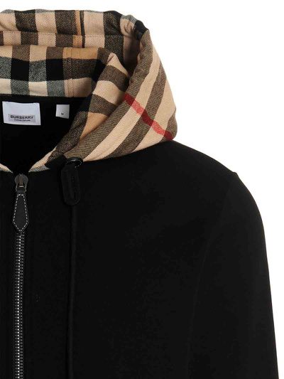 Burberry Samuel Sweatshirt With Check Hood In Negro