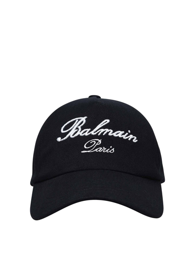 Shop Balmain Logo Cap In Black