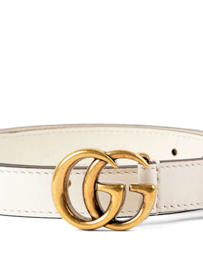 Shop Gucci Gg Buckled Leather Belt In White