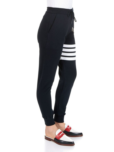 Thom Browne Intarsia Stripes Cotton Sweatpants In Blue
