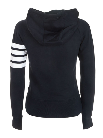 Thom Browne Fitted Blue Zipper Hoodie With Contrasting Stripes In Blue