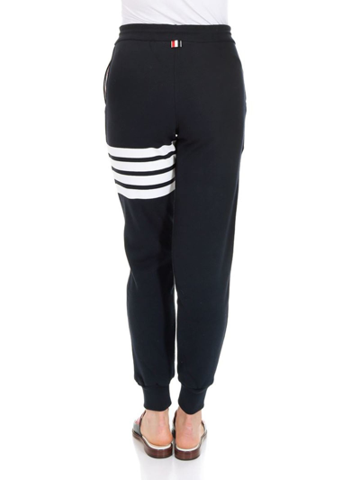 Thom Browne Intarsia Stripes Cotton Sweatpants In Blue