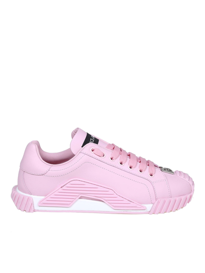 Shop Dolce & Gabbana Leather Sneakers In Rosado