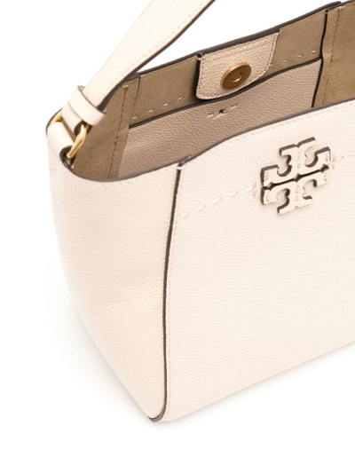 Shop Tory Burch Mcgraw Logo-patch Leather Bag With Strap In White