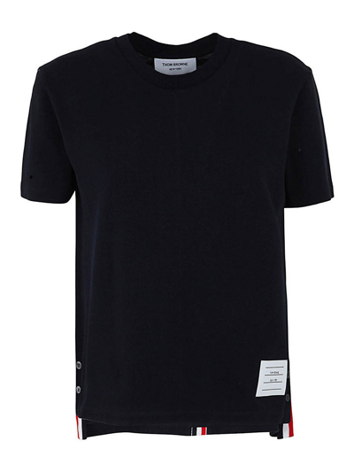 Shop Thom Browne Stripe Detailed T-shirt In Blue