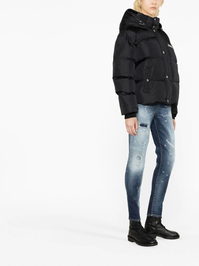 Shop Dsquared2 Logo Print Padded Puffer Jacket In Negro