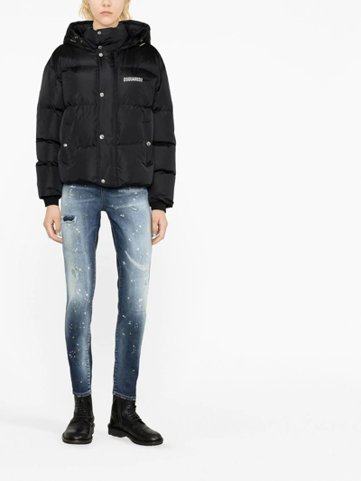 Shop Dsquared2 Logo Print Padded Puffer Jacket In Negro