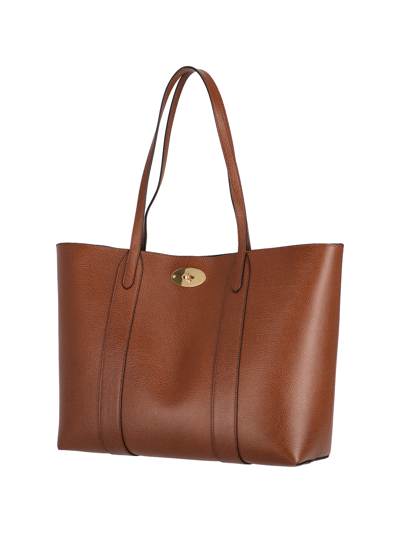Mulberry Structured Pebbled Tote Bag With Double Handles In Brown