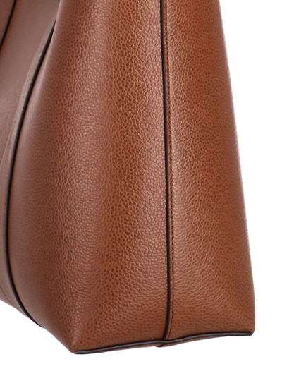 Mulberry Structured Pebbled Tote Bag With Double Handles In Brown