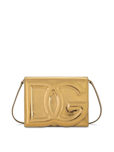 Shop Dolce & Gabbana Logo Embossed Metallic Bag In Light Pink