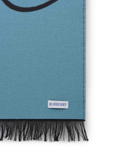 Burberry Bby Script Scarf In Light Blue