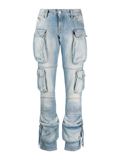 Shop Attico Washed Denim Jeans In Azul