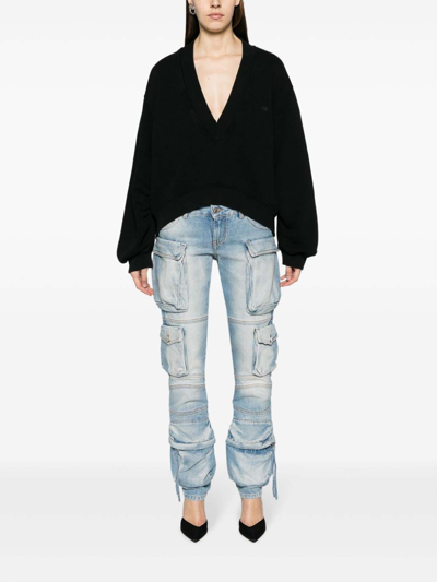 Attico Essie Flared Cargo Pants In Azul