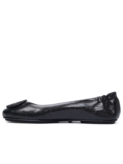 Tory Burch Logo-plaque Leather Ballerina Pumps In Negro