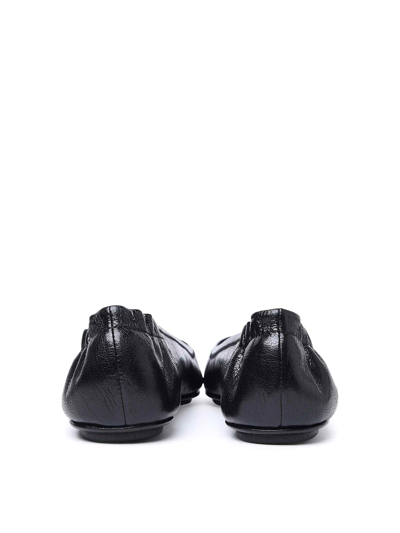 Tory Burch Logo-plaque Leather Ballerina Pumps In Negro