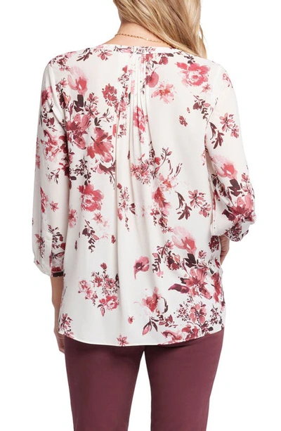 Shop Nydj High-low Crepe Blouse In Harmony Garden