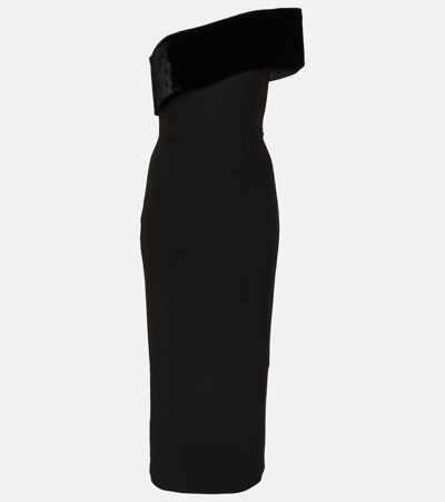 Shop Roland Mouret Asymmetric Crêpe Midi Dress In Black