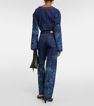 Alanui Jungle Toile De Jouy Straight-leg Jeans In Blue
