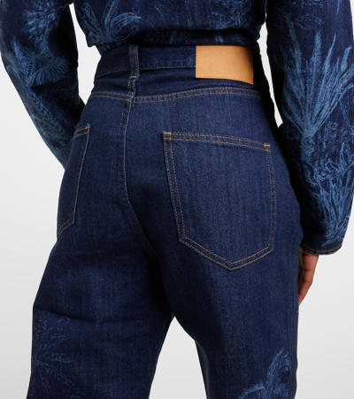 Alanui Jungle Toile De Jouy Straight-leg Jeans In Blue