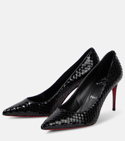 Shop Christian Louboutin Kate Embossed Leather Pumps In Black