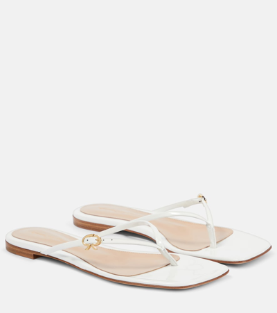 Shop Gianvito Rossi Patent Leather Thong Sandals In White