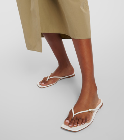 Gianvito Rossi Patent Leather Thong Sandals In White