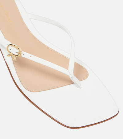 Gianvito Rossi Patent Leather Thong Sandals In White