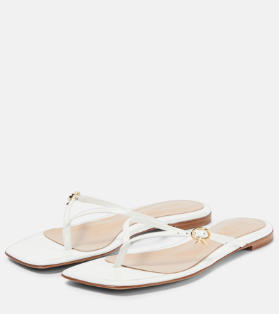 Gianvito Rossi Patent Leather Thong Sandals In White
