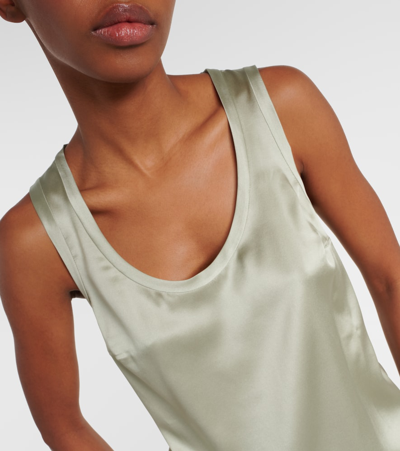 Brunello Cucinelli Silk-blend Tank Top In Green