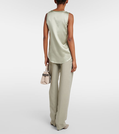 Brunello Cucinelli Silk-blend Tank Top In Green