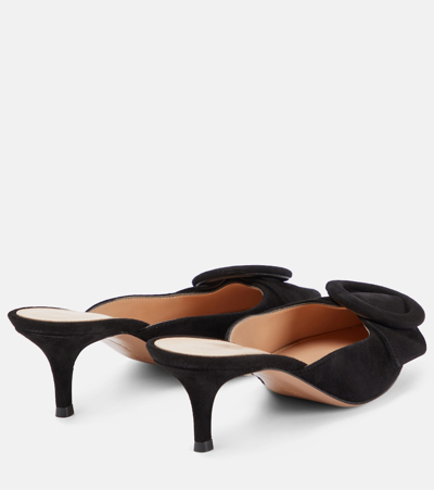Gianvito Rossi Suede Buckle Point-toe Mules In Black