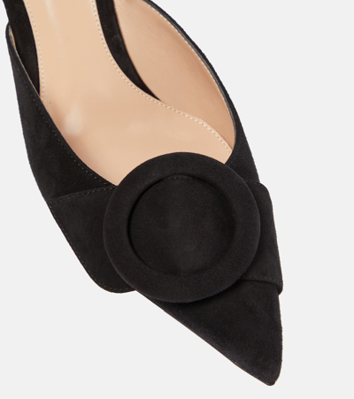 Gianvito Rossi Suede Buckle Point-toe Mules In Black