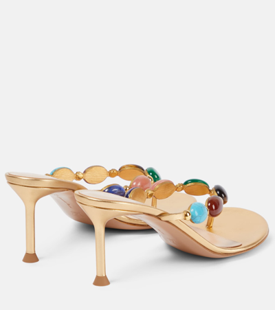 Shop Gianvito Rossi Shanti Embellished Leather Thong Sandals In Multicoloured