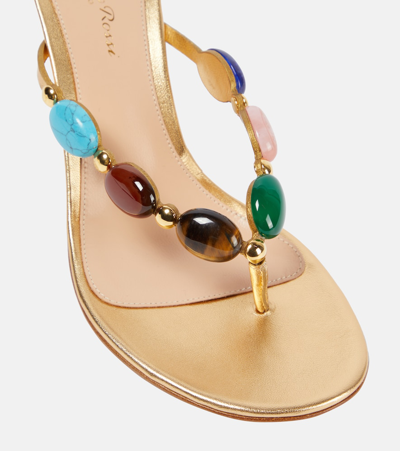 Shop Gianvito Rossi Shanti Embellished Leather Thong Sandals In Multicoloured