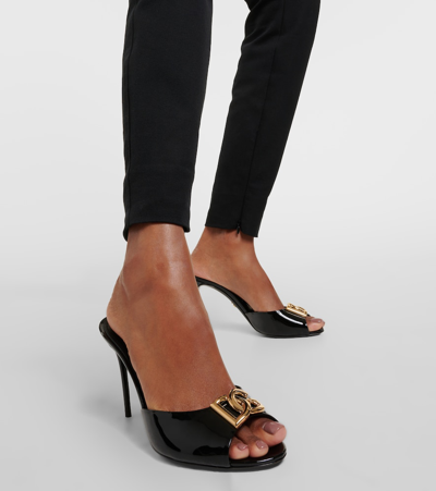 Shop Dolce & Gabbana Dg Patent Leather Mules In Black